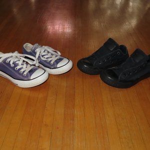 Converse All Star black mono & blue canvas low top sneakers shoes 11